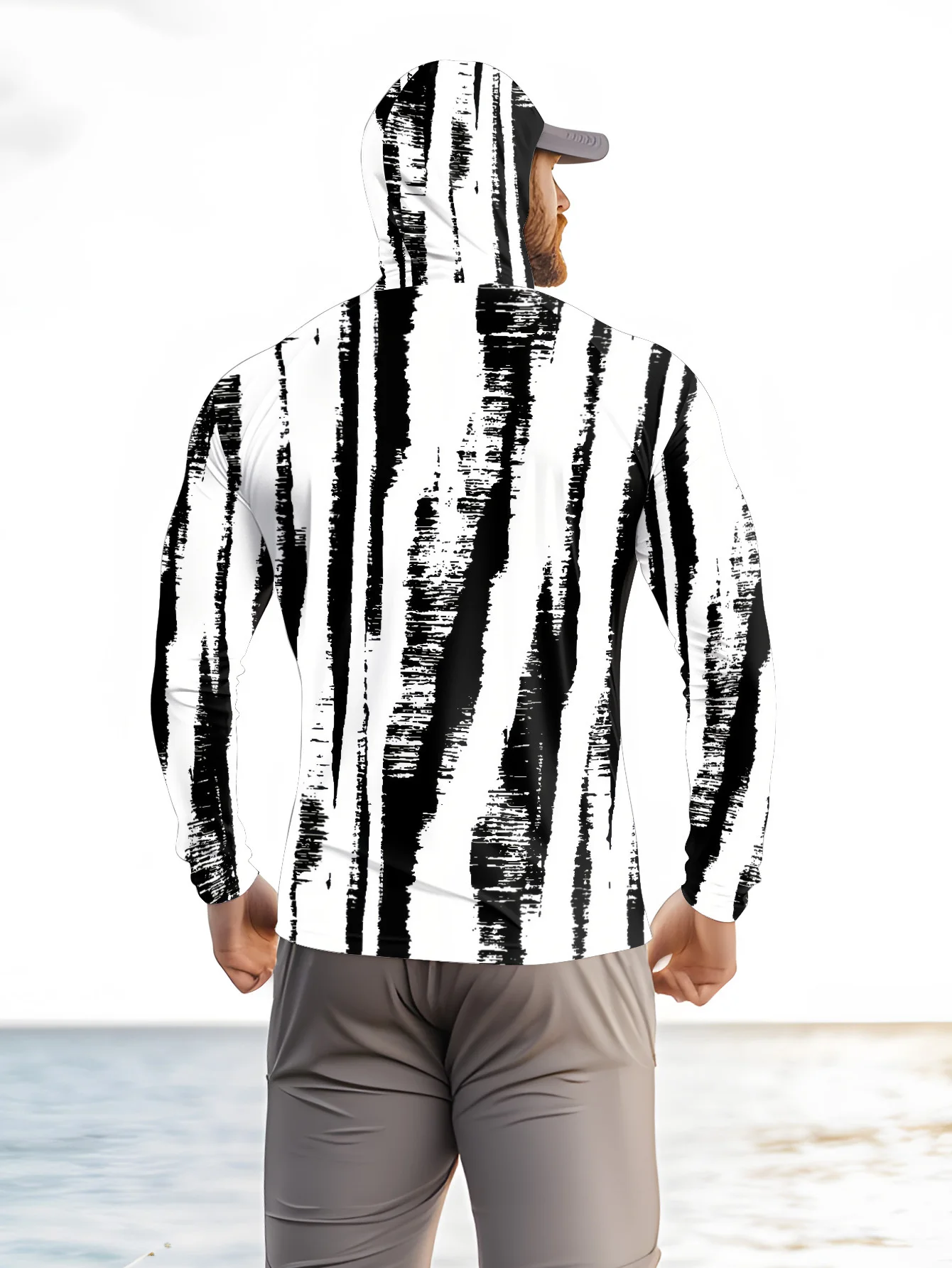 Men Black‑White Stripe Fishing - Fishing Mask Sun Protection recension och pris